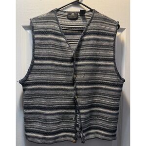 Vintage Structure Striped Cosby‎ Knit Sweater Vest Ramie Medium 90s Y2K Preppy